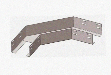 Лоток угловой перфорированный КГ 250х100-90 УТ1,5 поворот на 90, оцинкованный лист, S1,5