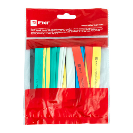 Термоусаживаемая трубка ТУТ нг 12/6 набор:7 цветов по 3шт, 100мм, PROxima EKF