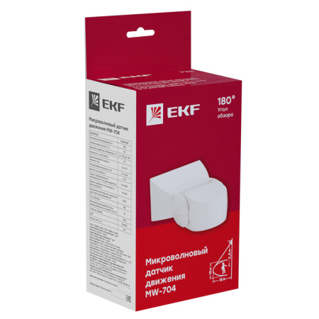 Микроволновый датчик движения бел, 1200Вт 180гр, до 15м IP65 MW-704 PROxima EKF