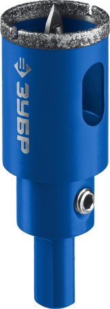 Коронка алмазная с центрирующим сверлом для дрели d 18 мм по керамике и стеклу, Р60, трехгр хвостовик, Профессионал ЗУБР