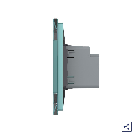 Двухклавишный проходной сенсорный выключатель Module, цвет зеленый Livolo