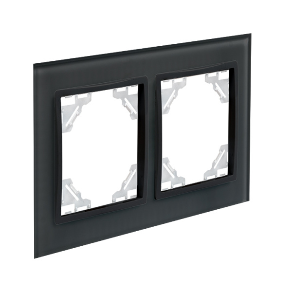 Минск Рамка 2-местная стеклянная черная EKF