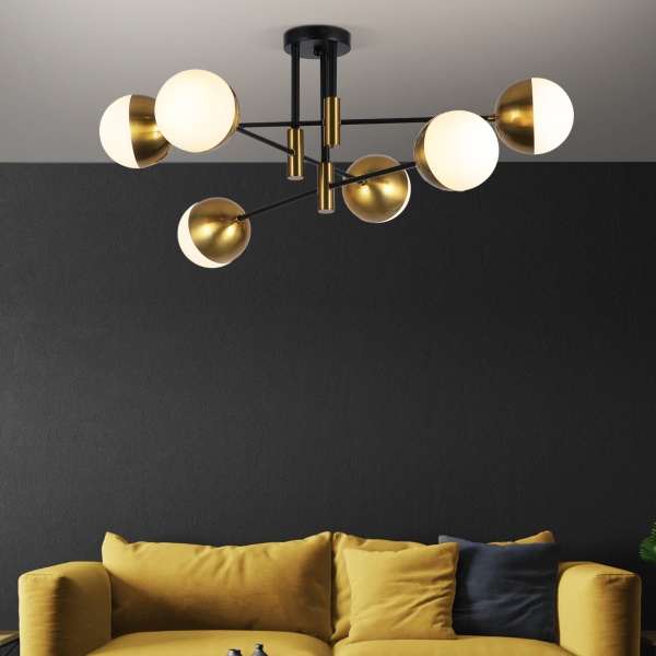 Потолочная люстра в стиле лофт 6*E27 60Вт латунь IP20 Nuvola (70129/6 латунь) Eurosvet