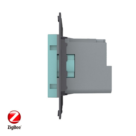 Розетка ZigBee (Wi-Fi) с з/з с защитными шторками 16A, цвет зеленый (механизм) Livolo