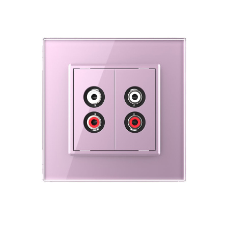 Розетка аудио RCA "2-ой тюльпан" двойная Розовая Livolo