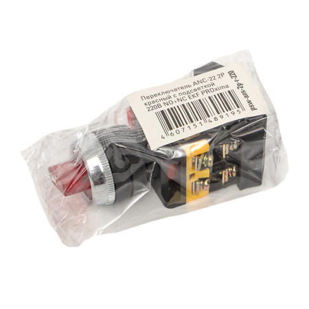 Переключатель ANC-22 2P красный с подсветкой 220В NO+NC PROxima EKF