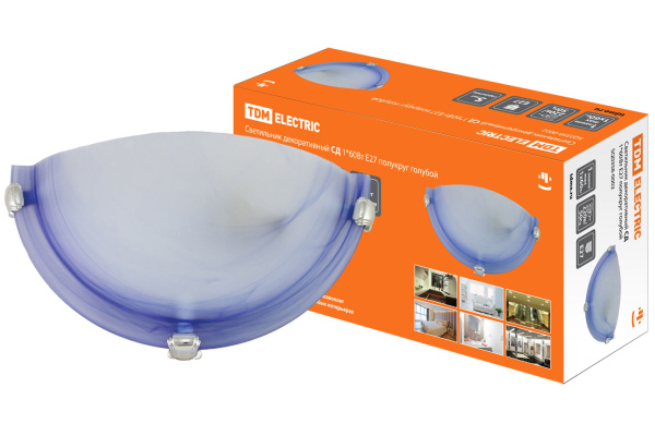 Светильник декоративный СД 1*60 Вт E27 полукруг голубой (в разборе) TDM