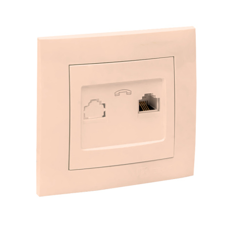 Валенсия Розетка телефонная RG-11 1-местная кремовая EKF