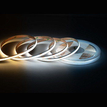 00-492 Светодиодная лента 24В, 10 Вт/м, COB CCT, 560д/м, IP20, 900лм/м, ширина подложки 8мм, 5м, CRI 90+, 3000К+6500К APEYRON