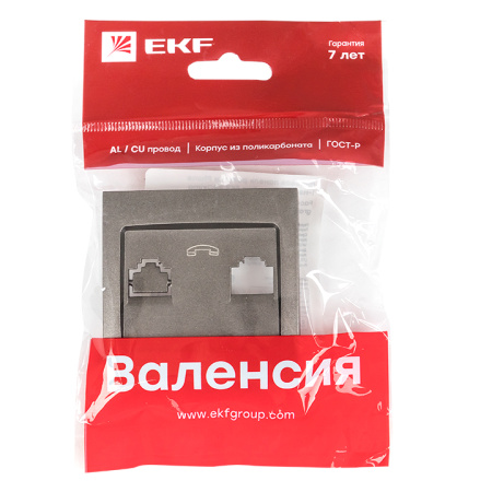 Валенсия Лицевая панель розетки Phone 1-местная графит EKF