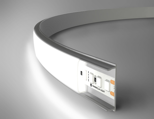 Алюминиевый профиль накл.гибкий серебро/матовый рассеиватель 2000*18*4, 2 заглушки, 4 крепл. в комплекте (для ленты до 15мм) Ambrella Light