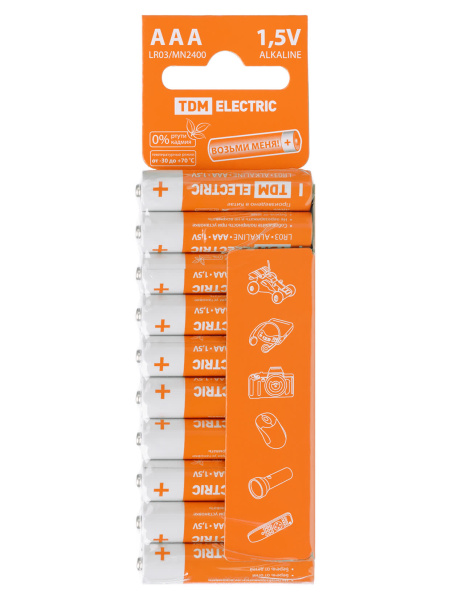 Элемент питания LR03 AAA Alkaline 1,5V SC-10 TDM Элемент питания LR03 AAA Alkaline 1,5V SC-10 TDM