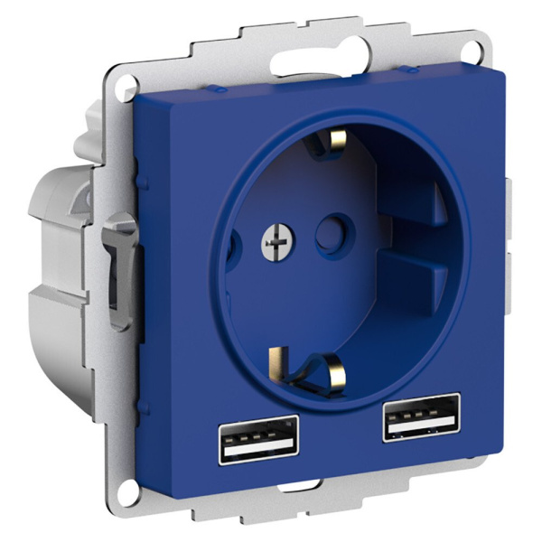 ATLASDESIGN Розетка 16А с двумя портами USB A+A (2.4А и 1.2А), аквамарин Schneider Electric ATLASDESIGN Розетка 16А с двумя портами USB A+A (2.4А и 1.2А), аквамарин Schneider Electric