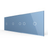 Панель для четырех сенсорных выключателей, 5 клавиш (1+1+2+1), цвет синий, стекло Livolo