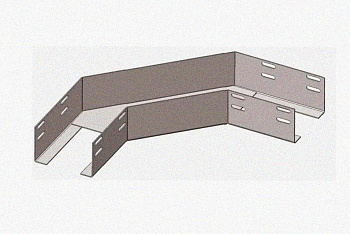 Лоток угловой замковый глухой КГЗГ 300х50-135 УТ1,5 поворот на 135, оцинкованный лист, S1,0