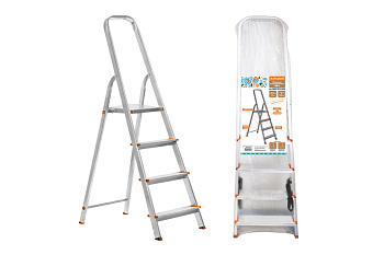 Стремянка комбинированная СК4, 4 ступени, сталь, алюминий, h=780 мм, Народная TDM