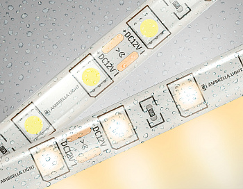 Светодиодная лента GS2101 5050 60Led/ 14.4W m/ 12V IP65 3000K/ 5000*10*2.87mm/ кратность резки 50mm (2 конт.) Ambrella Light