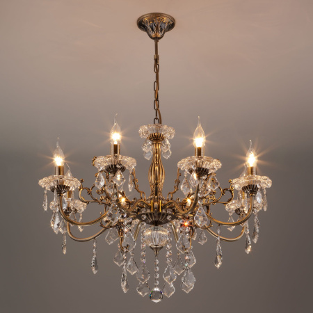 Люстра с хрусталем 8*E14 60Вт античная бронза IP20 Elisha (3281/8 античная бронза) Eurosvet