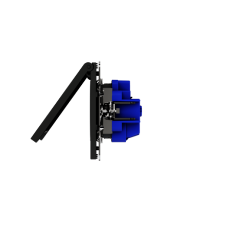 Розетка встраиваемая Voltum S70 с заземлением, защитными шторками и крышкой 16А, (черный матовый)