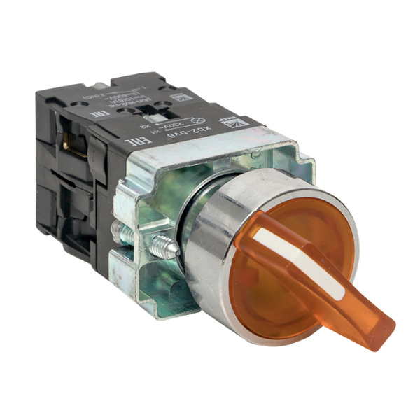 Переключатель BD21 2P c желтой подстветкой 24В NO PROxima EKF