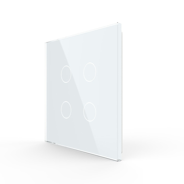 Панель для сенсорного выключателя UK стандарт, 4 клавиши, цвет белый, стекло Livolo