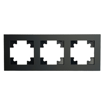 Рамка 3-местная, стекло, STEKKER GFR00-7003-05М, серия Катрин, черный матовый