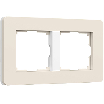 Split Рамка из поликарбоната на 2 поста айвори/белый, soft-touch Werkel