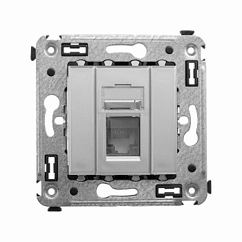 Компьютерная розетка RJ-45 в стену, кат.5e одинарная,"Avanti","Закаленная сталь" DKC
