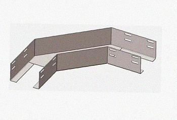 Лоток угловой перфорированный КГ 200х25-90 У3 поворот на 90, окрашенный, S1,5