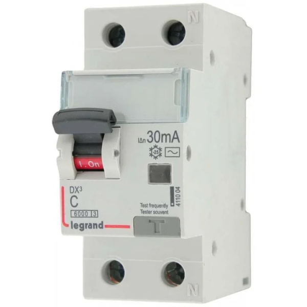 Дифференциальный автоматический выключатель АВДТ 1П+N 25А С 30мА DX3 Legrand