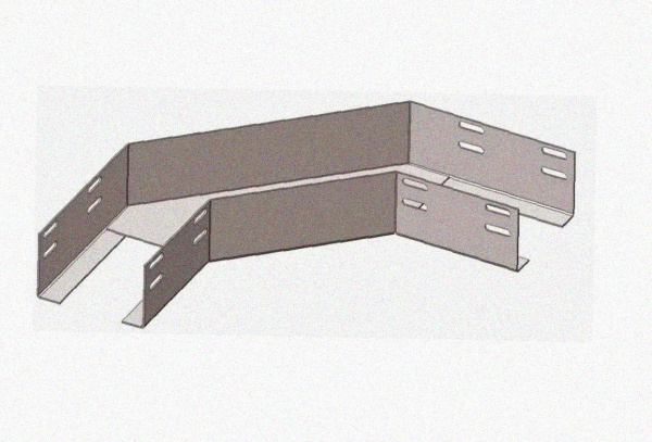 Лоток угловой перфорированный КГ 200х25-90 У3 поворот на 90, окрашенный, S1,5