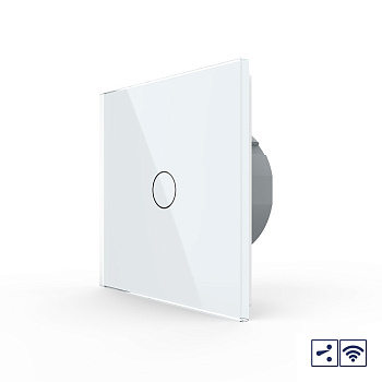 Сенсорный проходной радиоуправляемый выключатель 1 клавиша 1 пост Белый Livolo