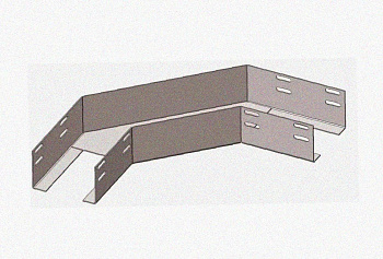 Лоток угловой замковый глухой КГЗГ 300х100-90 УХЛ1 поворот на 90, оцинкованный лист,S1,5