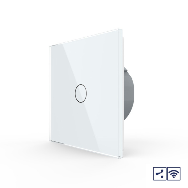 Сенсорный проходной радиоуправляемый выключатель 1 клавиша 1 пост Белый Livolo
