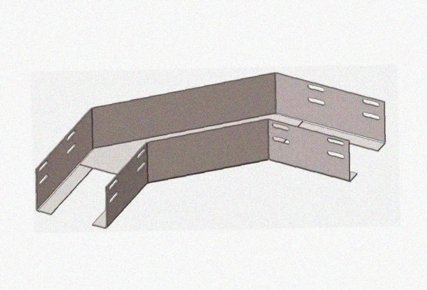 Лоток угловой замковый глухой КГЗГ 300х100-90 УХЛ1 поворот на 90, оцинкованный лист,S1,5