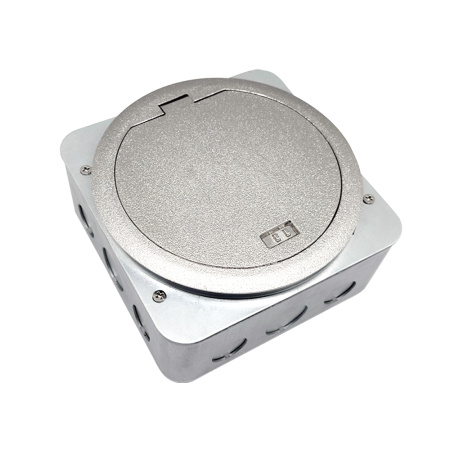 Donel Лючок в пол 4 мод. (2 мод. 45х45 мм.), серебро, круглый, металл, IP65, (с уст. набором)