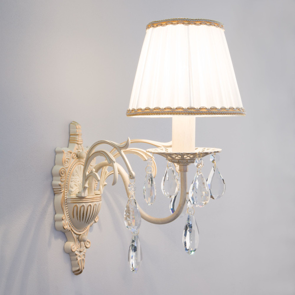 Бра с хрусталем 1*E14 40Вт белый с золотом IP20 Amelia (3637/1 белый с золотом) Eurosvet