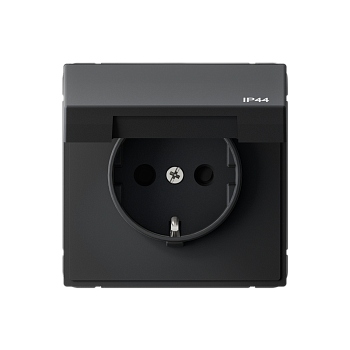ARTGALLERY РОЗЕТКА с заземл. со шт. с крышк, 16А, IP44, механизм, КАРБОН Systeme Electric