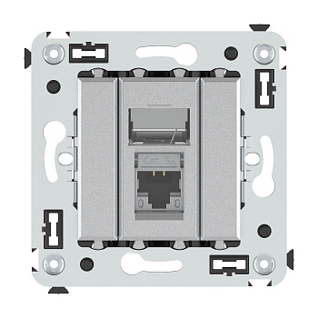 Компьютерная розетка RJ-45 в стену, кат.5e одинарная экранированная, "Avanti","Закаленная сталь" DKC