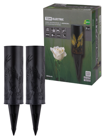 Набор светильников СС "Колосок" на солнечных батареях, сталь, 6х27 cм, 2 шт, TDM