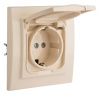 Минск Розетка 1-местная СП с/з с крышкой 16А бежевая с защ, штор, IP44 EKF