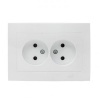 Валенсия Розетка 2-местная б/з 10А белая с защ, штор, EKF