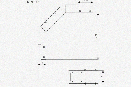 Лоток замковый глухой КСЗГ 150х85-90 УТ1,5 для поворота трассы вниз на 90, горячее цинкование, S1,5