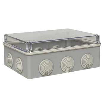 Коробка распределительная КМР-050-042пк пылевлагозащищенная, 10 мембранных вводов, уплотнительный шнур, прозрачная крышка (190х140х70) PROxima EKF