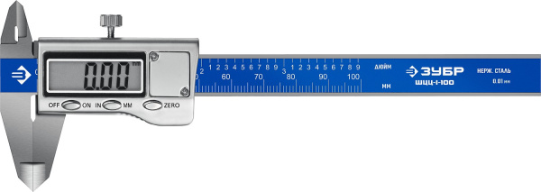 ШЦЦ-I-100-0,01 электронный штангенциркуль, нерж сталь, 100мм ЗУБР