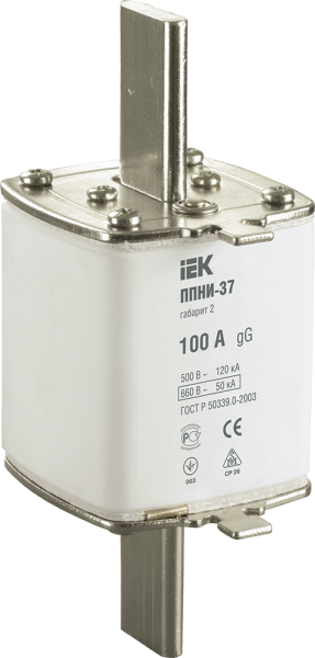 Плавкая вставка предохранителя ППНИ-37 габарит 2 100А IEK