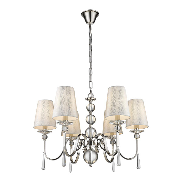 Люстра подвесная Никель/Белый, Серебристый E14 6*40Вт WE368.06.103 WERTMARK