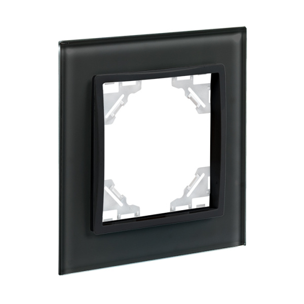 Минск Рамка 1-местная стеклянная черная EKF