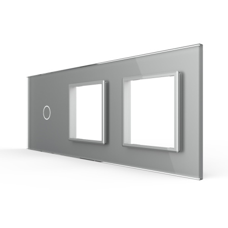 Панель для сенсорного выключателя и двух розеток, 1 клавиша, цвет серый, стекло Livolo