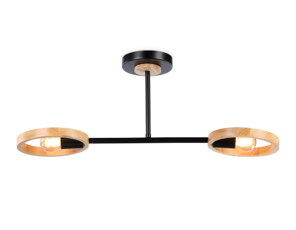 Подвесной светильник со сменной лампой TR8244/2 BK/LWD черный/светлое дерево E27/2 max 40W 590*165*220 Ambrella Light